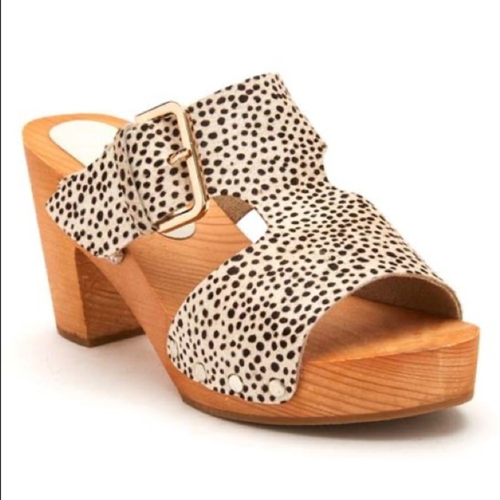 Free people Matisse wood black white cheetah sandals